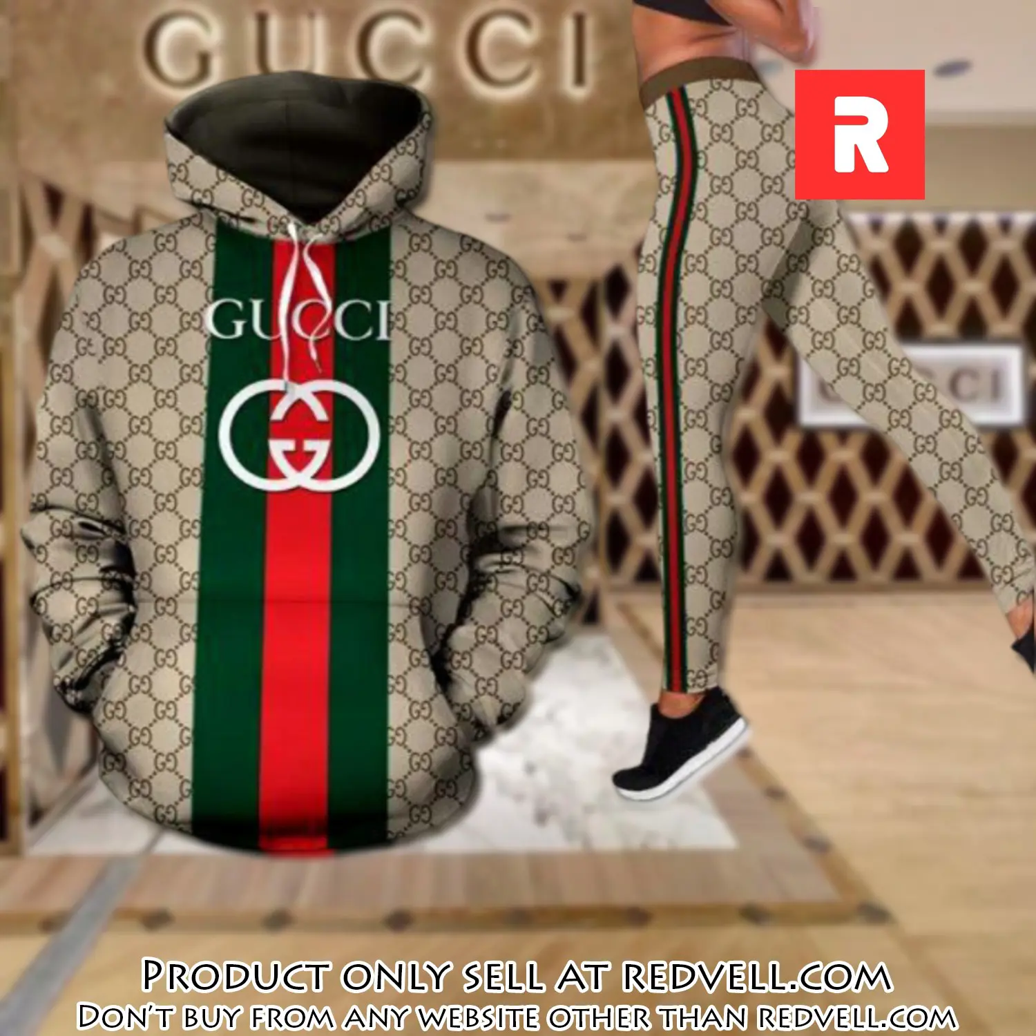 Gucci stripe hoodie legging set luxury for women juq rv4430838